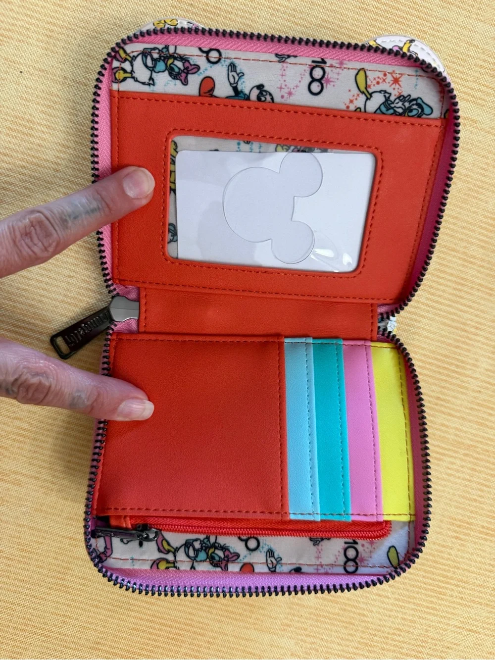 Loungefly Disney Mickey & Friends Zip Around Wallet Pastel Print EUC